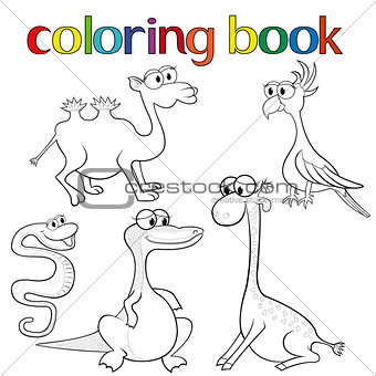 Set of animals for coloring book