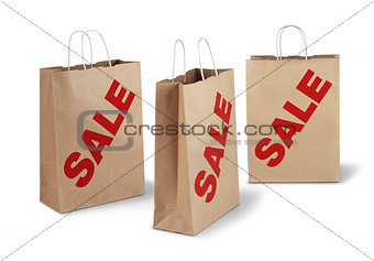 Three brown sale paper bags