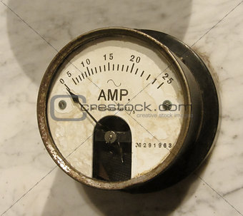 Vintage ammeter closeup