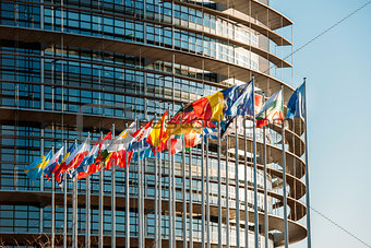 European Parliament frontal flags