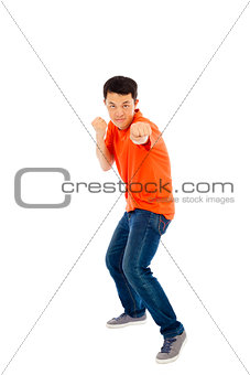 young man make a  boxing fighting pose