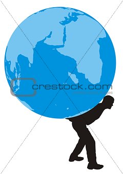 Man with a globe on his back