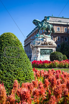 The statue of Prince Eugene of Savoy in front of Buda Castle