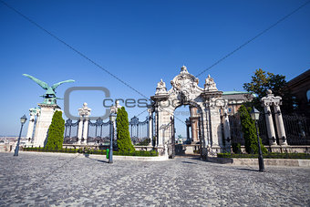 Old historical iron gate of Buda Castle in Budapest