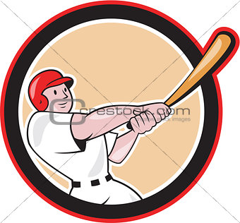 Baseball Player Batting Circle Cartoon