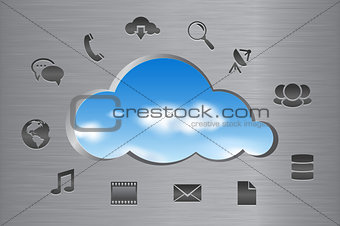 Cloud Computing abstract concept icons and cloud shape