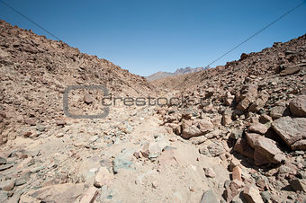 Rocky mountain slope in a desert