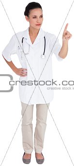 Pretty brown haired nurse pointing