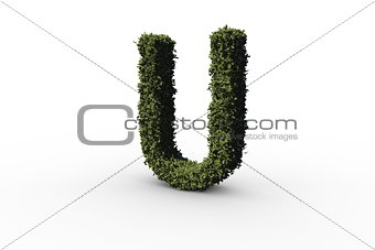 Capital letter u made of leaves