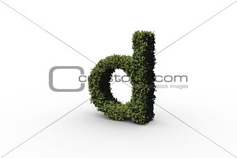Lower case letter d made of leaves