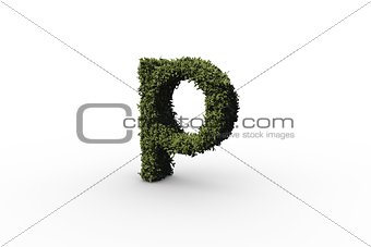Lower case letter p made of leaves