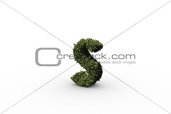Lower case letter s made of leaves