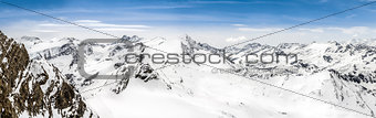 Panoramic view of Alps mountains with Grossglockner peak