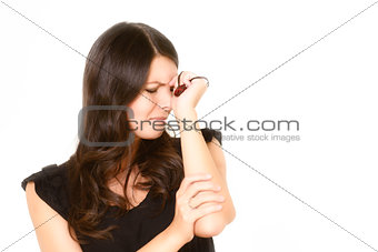 Distraught tearful young woman
