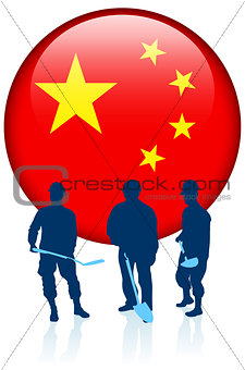 Construction workers with China Internet Button