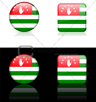 abkhazia Flag Buttons on White and Black Background