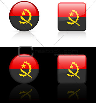 Angola Flag Buttons on White and Black Background