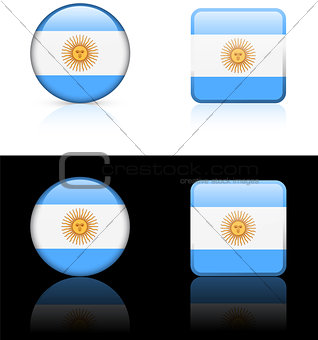 Argentina Flag Buttons on White and Black Background