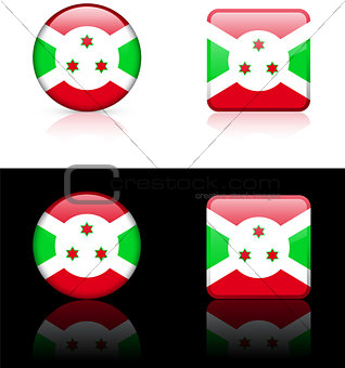 Burundi Flag Buttons on White and Black Background