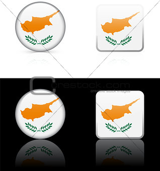 Cyprus Flag Buttons on White and Black Background