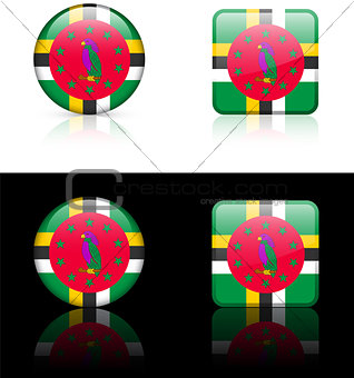 Dominica Flag Buttons on White and Black Background