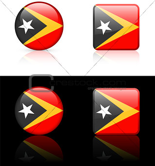 east timor Flag Buttons on White and Black Background