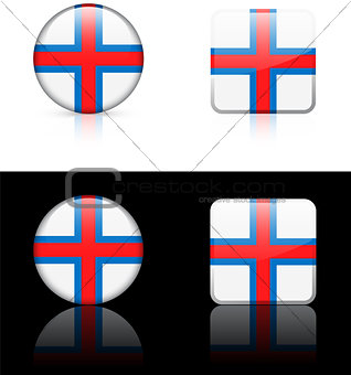 Faroe Islands Flag Buttons on White and Black Background