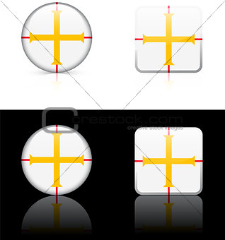 Guernsey Flag Buttons on White and Black Background