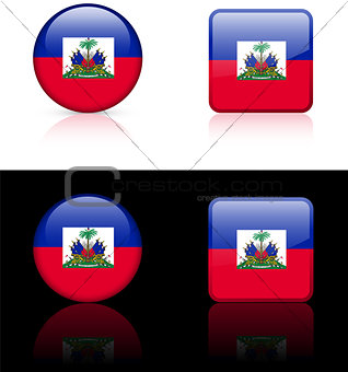 Haiti Flag Buttons on White and Black Background