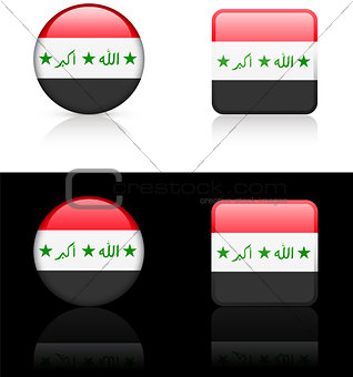 Iraq Flag Buttons on White and Black Background