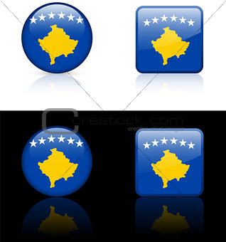 kosovo Flag Buttons on White and Black Background