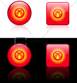 kyrgyzstan Flag Buttons on White and Black Background