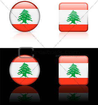 lebanon Flag Buttons on White and Black Background