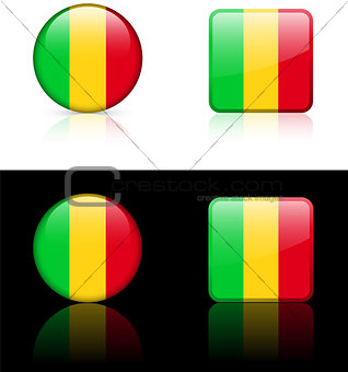 mali Flag Buttons on White and Black Background