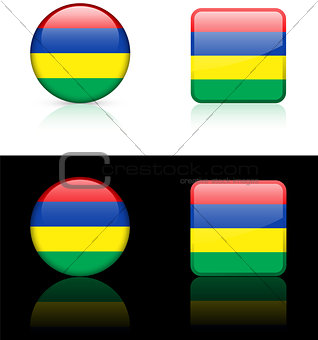 Mauritius Flag Buttons on White and Black Background