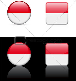 monaco Flag Buttons on White and Black Background