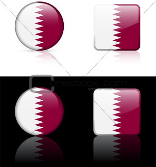 Qatar Flag Buttons on White and Black Background