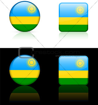 Rwanda Flag Buttons on White and Black Background