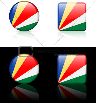 Seychelles Flag Buttons on White and Black Background