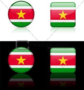 suriname Flag Buttons on White and Black Background