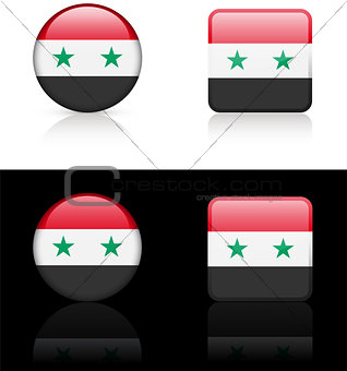 Syria Flag Buttons on White and Black Background