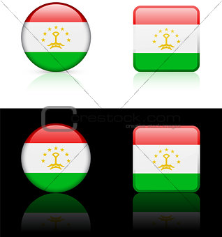 tajikistan Flag Buttons on White and Black Background