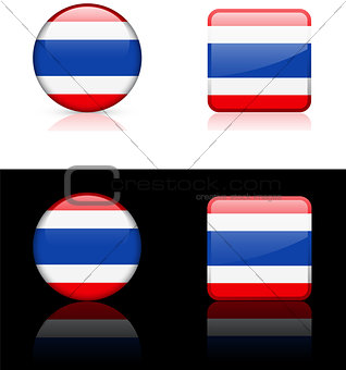 thailand Flag Buttons on White and Black Background