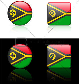 vanuatu Flag Buttons on White and Black Background