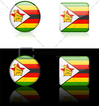 Zimbabwe Flag Buttons on White and Black Background