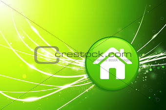 House Button on Green Abstract Light Background