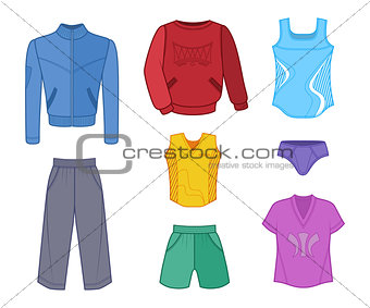 Man set tricot clothes colored