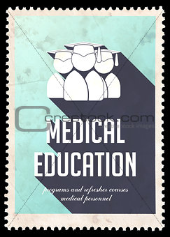 Medical Education on Blue in Flat Design.