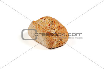 One roll bread on white background 