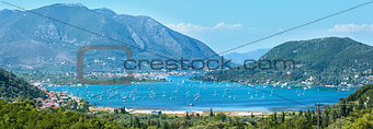 Many sailing vessels in bay (Nydri, Lefkada, Greece)
